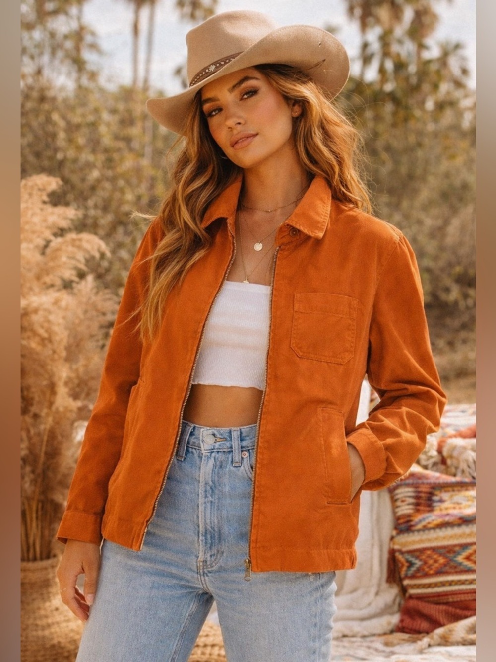 Gigli Italian Designer Burnt Orange Jacket
Size 42 (M) Minimalist Vintage